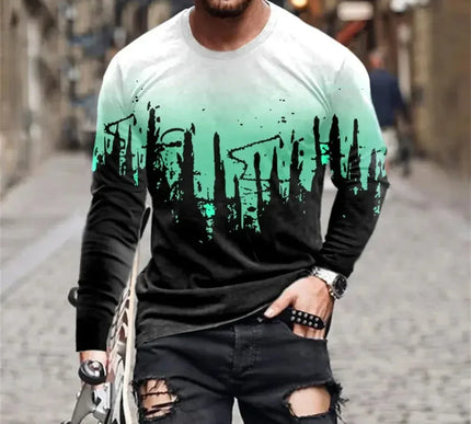 Retro Graffiti T-shirt - 3D Print Summer Men's Round Neck Tee - Next Level