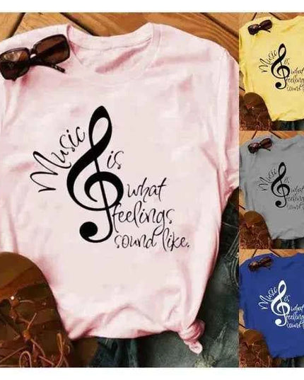 Musical Note T-Shirt for Women - Short Sleeve O Neck Design - Next Level