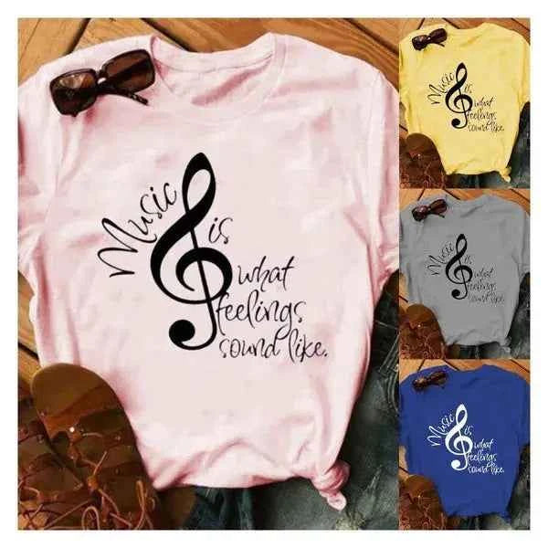 Musical Note T-Shirt for Women - Short Sleeve O Neck Design - Next Level