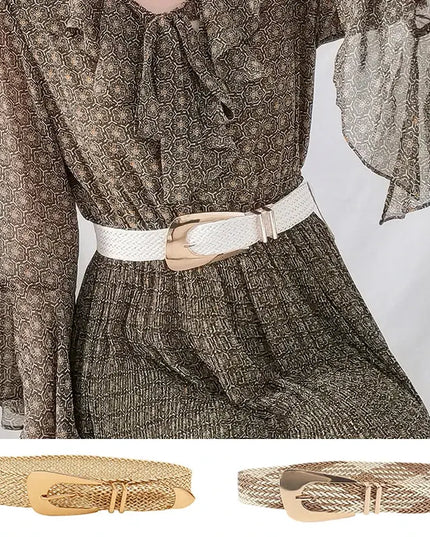 Women's Braided Belt with Irregular Metal Clasp - Next Level