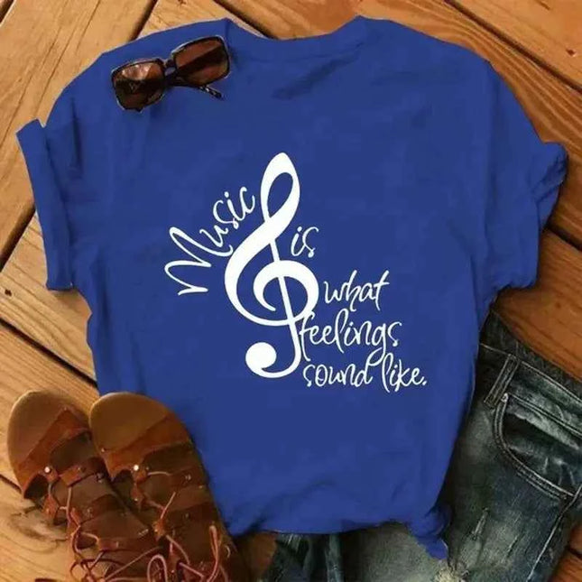 Musical Note T-Shirt for Women - Short Sleeve O Neck Design - Next Level