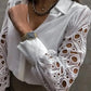 White Lace Hollow Out Blouse for Women - Sexy Autumn Style - Next Level