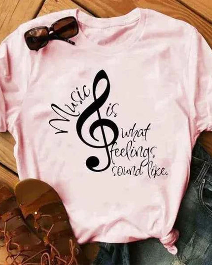 Musical Note T-Shirt for Women - Short Sleeve O Neck Design - Next Level