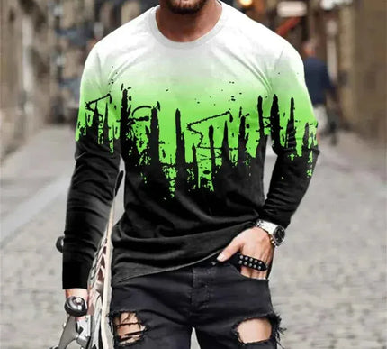 Retro Graffiti T-shirt - 3D Print Summer Men's Round Neck Tee - Next Level