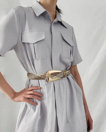 Women's Braided Belt with Irregular Metal Clasp - Next Level