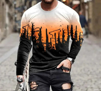 Retro Graffiti T-shirt - 3D Print Summer Men's Round Neck Tee - Next Level