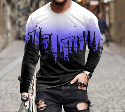 Retro Graffiti T-shirt - 3D Print Summer Men's Round Neck Tee - Next Level