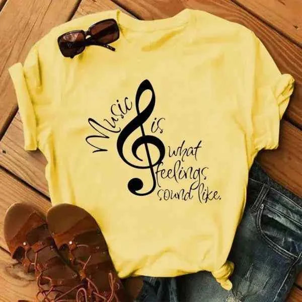 Musical Note T-Shirt for Women - Short Sleeve O Neck Design - Next Level