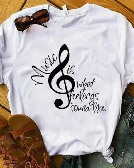 Musical Note T-Shirt for Women - Short Sleeve O Neck Design - Next Level