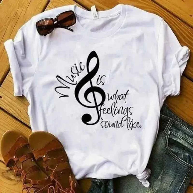 Musical Note T-Shirt for Women - Short Sleeve O Neck Design - Next Level