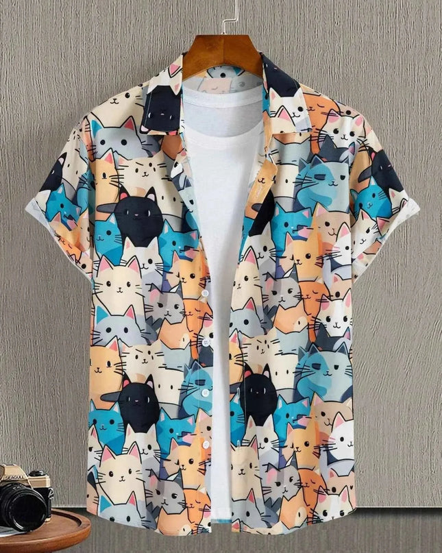 Unisex Fashion Cute Cat Print Casual Wear for Men - Next Level