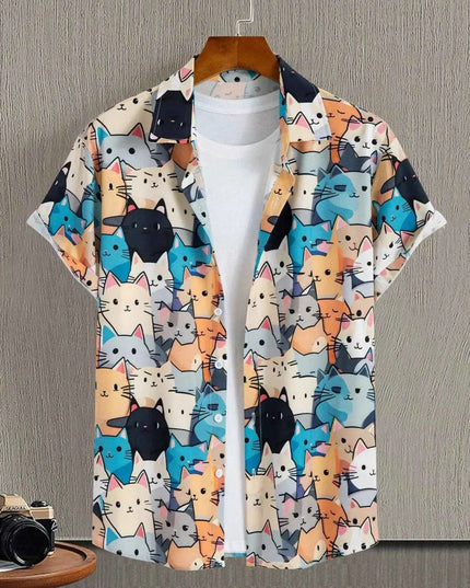 Unisex Fashion Cute Cat Print Casual Wear for Men - Next Level