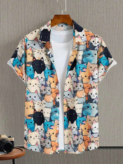 Unisex Fashion Cute Cat Print Casual Wear for Men - Next Level