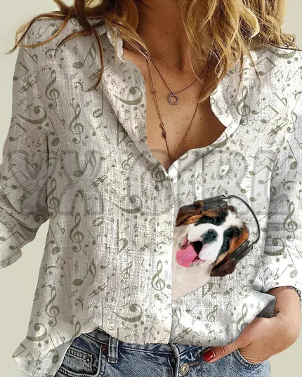 YX GIRL Shiba Inu Women's Music T-shirt for Music Lovers - Next Level