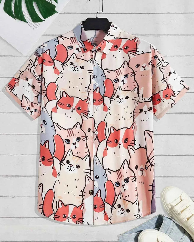 Unisex Fashion Cute Cat Print Casual Wear for Men - Next Level