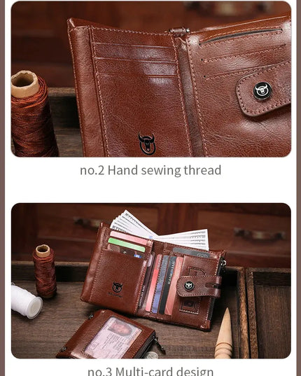 BULLCAPTAIN Leather Wallet for Men - Genuine Leather Business Wallet - Next Level