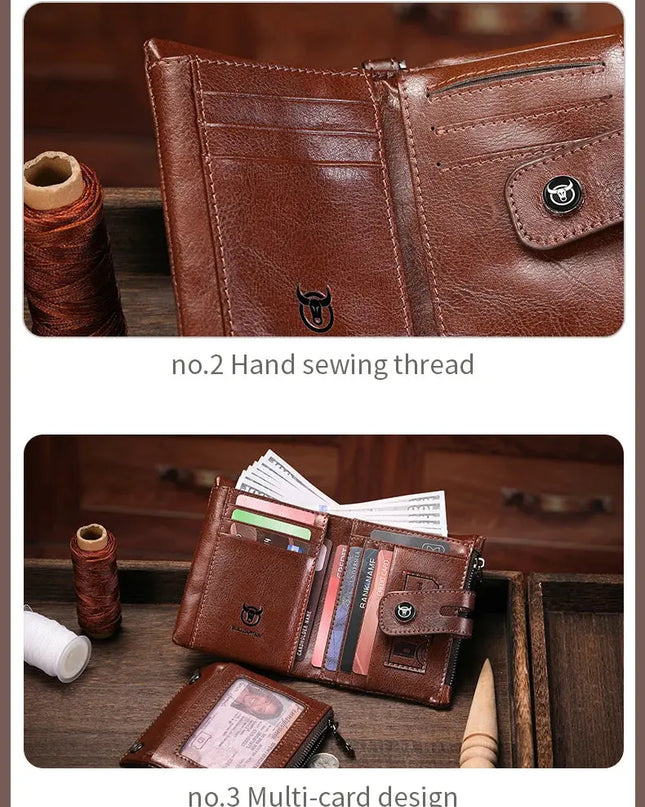 BULLCAPTAIN Leather Wallet for Men - Genuine Leather Business Wallet - Next Level