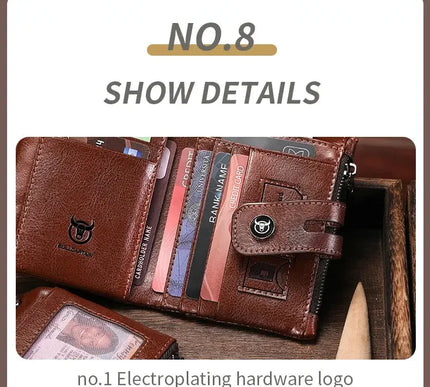 BULLCAPTAIN Leather Wallet for Men - Genuine Leather Business Wallet - Next Level