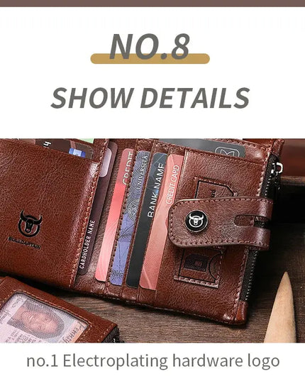 BULLCAPTAIN Leather Wallet for Men - Genuine Leather Business Wallet - Next Level