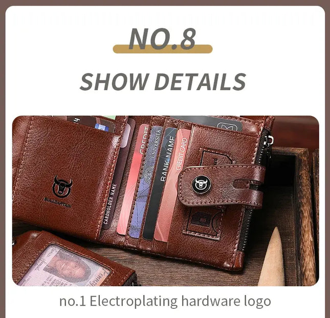 BULLCAPTAIN Leather Wallet for Men - Genuine Leather Business Wallet - Next Level
