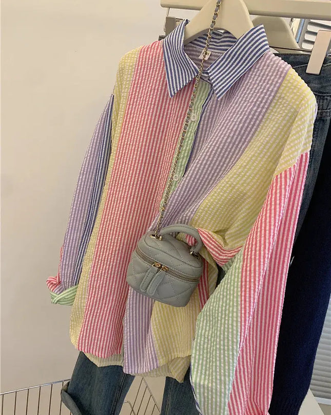 Ladies Casual Stripe Blouse - Fashionable Striped Shirts for Women - Next Level