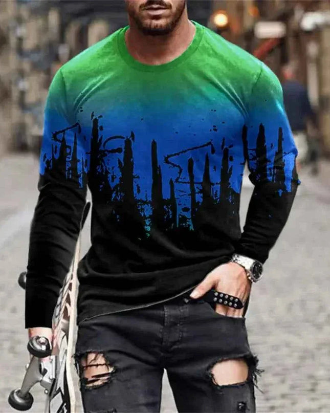 Retro Graffiti T-shirt - 3D Print Summer Men's Round Neck Tee - Next Level