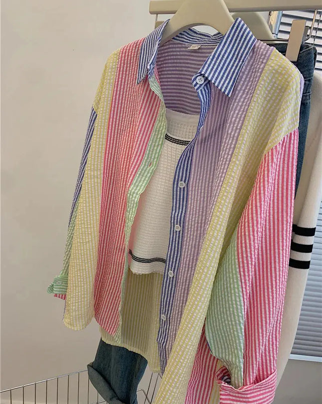 Ladies Casual Stripe Blouse - Fashionable Striped Shirts for Women - Next Level