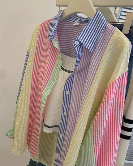 Ladies Casual Stripe Blouse - Fashionable Striped Shirts for Women - Next Level