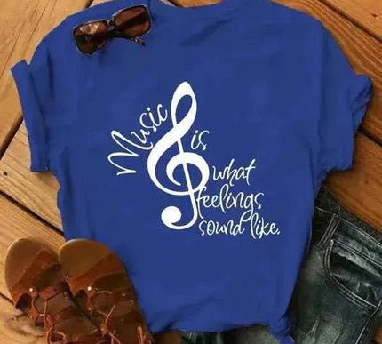 Musikalische Noten T-Shirt Damen - Kurzarm O-Ausschnitt Design - Next Level