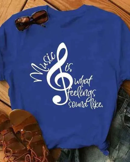 Musical Note T-Shirt for Women - Short Sleeve O Neck Design - Next Level