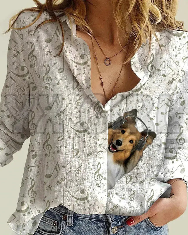 YX GIRL Shiba Inu Women's Music T-shirt for Music Lovers - Next Level