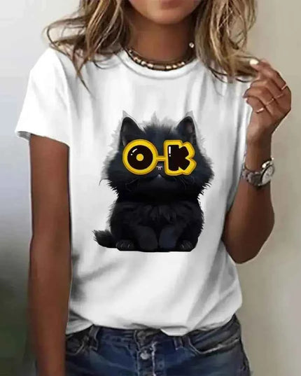Funny Cat T Shirt for Women with Angry Cat Print - Short Sleeve - Next Level