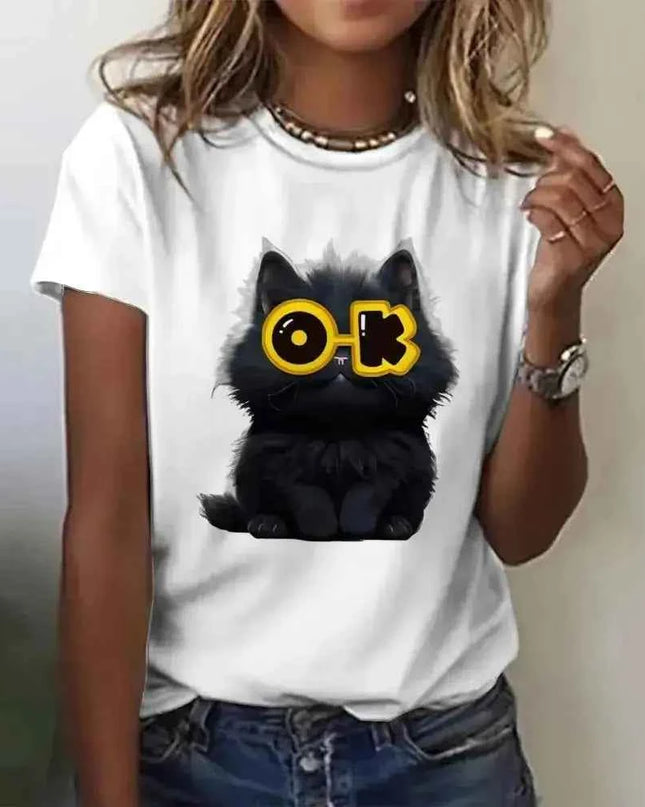 Funny Cat T Shirt for Women with Angry Cat Print - Short Sleeve - Next Level