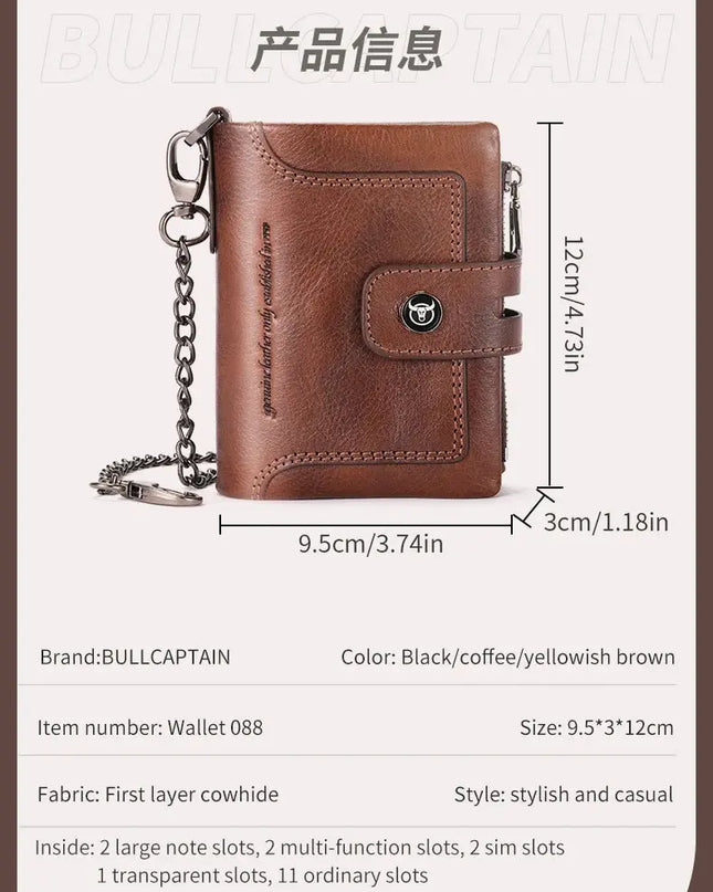 BULLCAPTAIN Leather Wallet for Men - Genuine Leather Business Wallet - Next Level