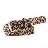 Schmaler Damengürtel Animal-Print aus PU-Leder mit eleganter Goldschnalle, ideal als Jeansgürtel und modisches Accessoire