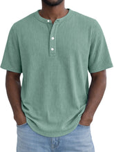 Short-Sleeve Waffle-Weave Henry Collar T-Shirt - Next Level