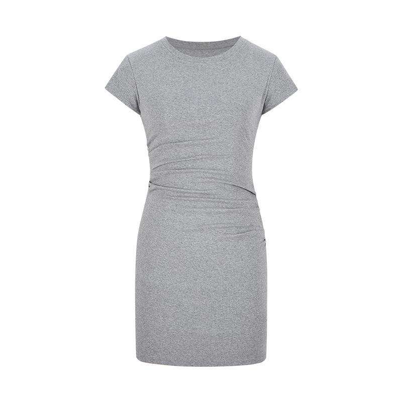 Figurbetonendes Basic-Kleid mit Kurzarm und hoher Taille in Midi-Länge, erhältlich in 7 Farben