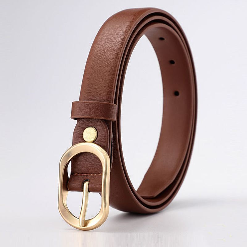 Schwarzer Damengürtel Leder mit Dornschließe, klassisch und casual, hochwertig und langlebig