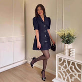 Damen Business Kleid Tweed High Waist - Elegantes Mini Kleid mit Blazer-Kragen Next Level