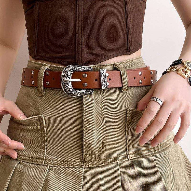 Damengürtel Retro Silberschnalle – Vielseitiger Ledergürtel Damen Next Level