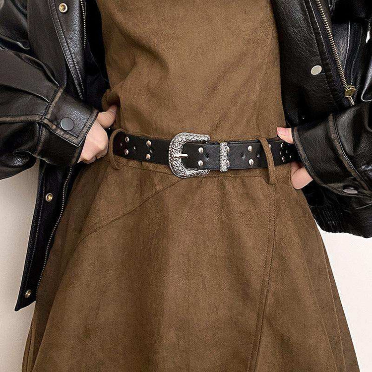 Damengürtel Retro Silberschnalle – Vielseitiger Ledergürtel Damen Next Level