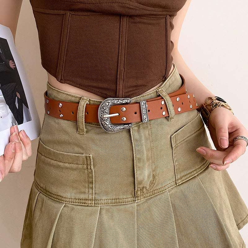 Damengürtel Retro Silberschnalle – Vielseitiger Ledergürtel Damen Next Level