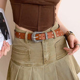 Damengürtel Retro Silberschnalle – Vielseitiger Ledergürtel Damen Next Level