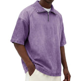 Mens Short-sleeve Lapel Zip-up T-shirt - Next Level