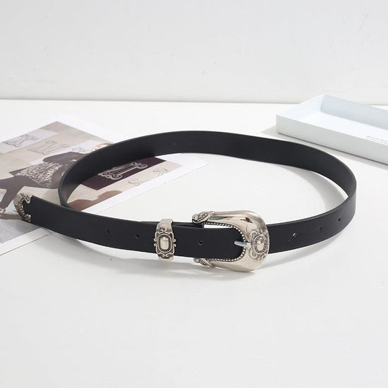 Damengürtel Retro Geschnitzt – Eleganter Ledergürtel mit Dornschließe - Next Level