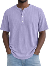 Short-Sleeve Waffle-Weave Henry Collar T-Shirt - Next Level