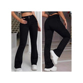 Elastische Flared Jeans Damen - Ultra Low Waist mit Knopfdetails & Slim Fit Next Level