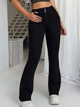 Elastische Flared Jeans Damen - Ultra Low Waist mit Knopfdetails & Slim Fit Next Level
