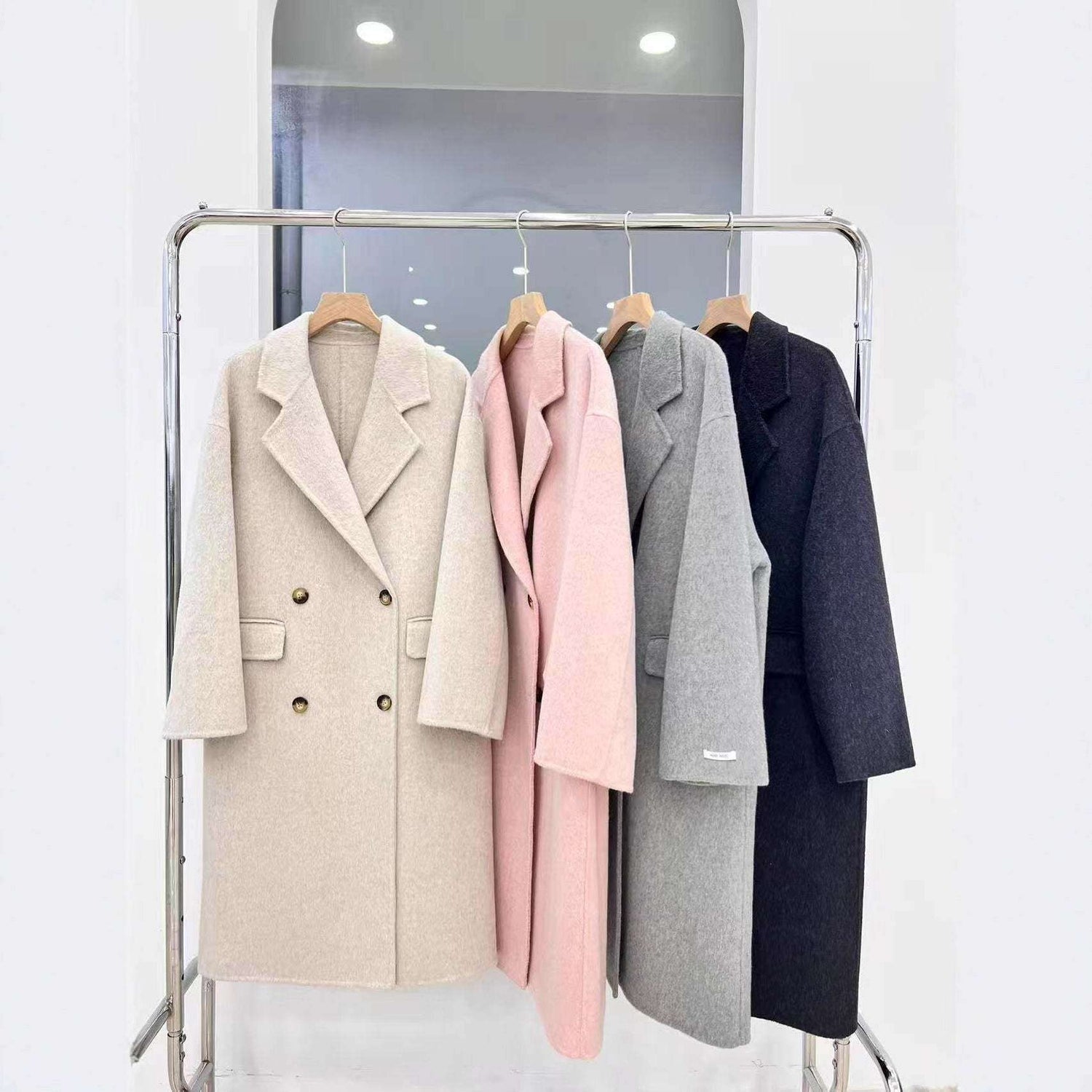 Eleganter Doppelgesicht Wollmantel Lang - Handgenäht mit Drop-Shoulder in 4 Farben Next Level
