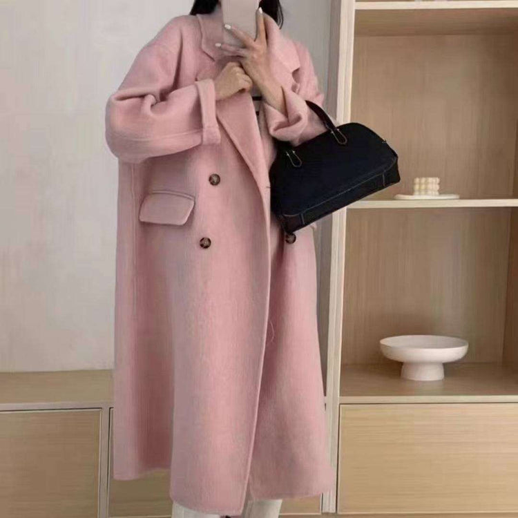 Eleganter Doppelgesicht Wollmantel Lang - Handgenäht mit Drop-Shoulder in 4 Farben Next Level